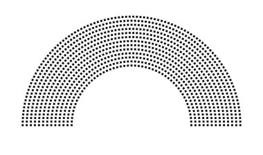 Hemicycle 971 koltuk - 13 sıra - 180 derece