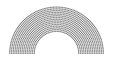 Hemicycle 1070 koltuk - 15 sıra - 180 derece