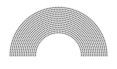 Hemicycle 1081 koltuk - 15 sıra - 180 derece