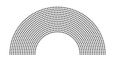 Hemicycle 1083 koltuk - 15 sıra - 180 derece
