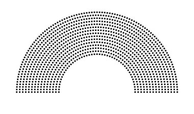 Hemicycle 1086 koltuk - 15 sıra - 180 derece