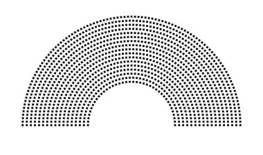 Hemicycle 1186 koltuk - 17 sıra - 180 derece