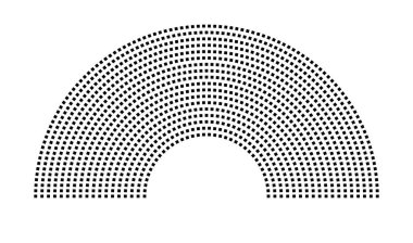 Hemicycle 1213 koltuk - 18 sıra - 180 derece