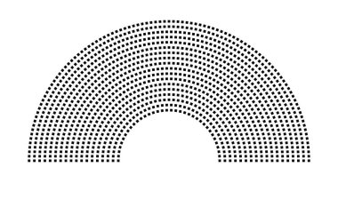 Hemicycle 1216 koltuk - 18 sıra - 180 derece