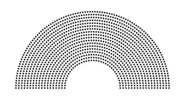 Hemicycle 1223 koltuk - 18 sıra - 180 derece
