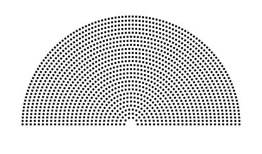 Hemicycle 1373 koltuk - 26 sıra - 180 derece