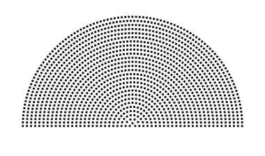 Hemicycle 1384 koltuk - 27 sıra - 180 derece