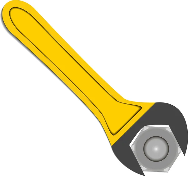 Vektorové žlutý klíč s maticí — Stockový vektor