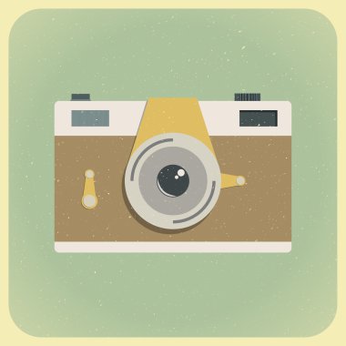 düz fotoğraf makinesi retro tarzı çizikler ile yeşil bir arka plan üzerinde