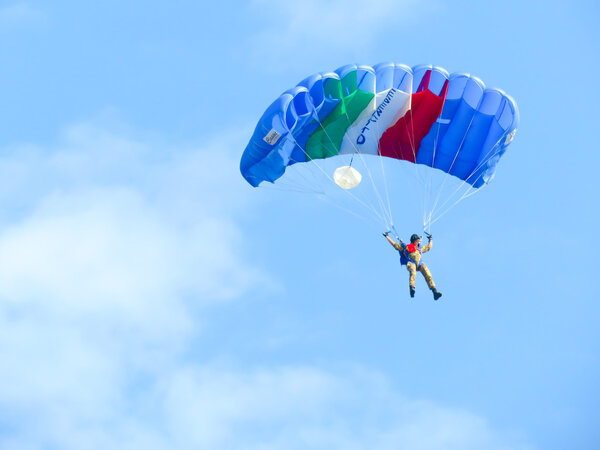 paratroopers air show. Tirrenia, Pisa, Italy, September 11, 2016