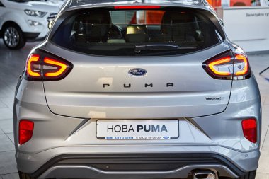 Vinnitsa, Ukrayna - 19 Ekim 2020. Ford Puma - galeride yeni model araba sunumu - arka görünüm