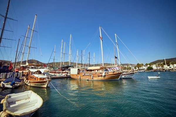 September 2017 Bodrum Turkije Veel Jachten Boten Uitzicht Jachthaven Van — Stockfoto