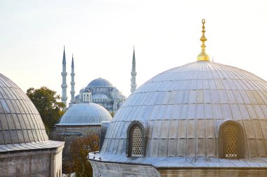 İstanbul, Türkiye - 10.10.2019. İstanbul 'daki Muhteşem Sultan Ahmet Camii (Mavi Cami)
