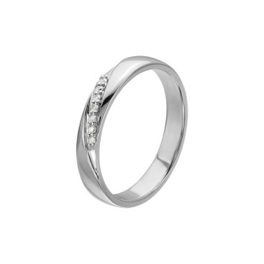 Beyaz arkaplanda izole edilmiş, beyaz metalden elmas asfalt yüzük. Yüksek kalite fotoğraf