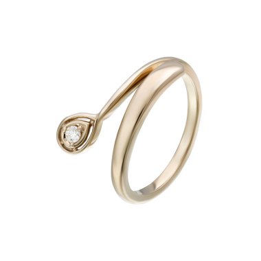 Beyaz arka planda izole edilmiş, bezel set elmas aksanlı modern açık altın yüzük. Yüksek kalite fotoğraf