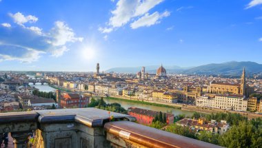 Üstten Görünüm panomora antik on sunset Floransa İnşaat