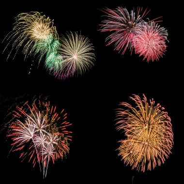 siyah arka plan üzerine izole havai fişek