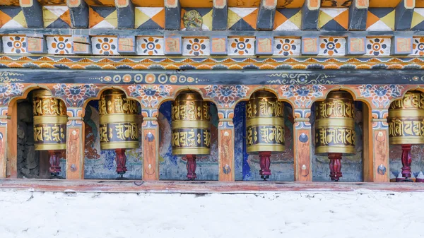 Religious prayer wheels in Bhutan — Stock Photo, Image