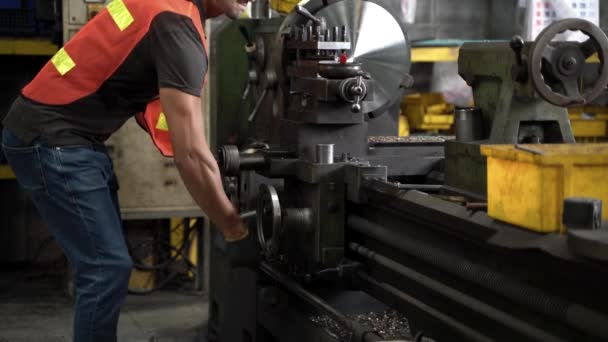 Hand Worker Man Labor Wearing Safety Uniform Goggles Hard Hat — Stock Video