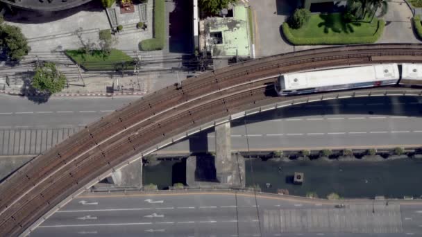 Vista Dall Alto Dello Skytrain Ferroviario Con Trasporto Treno Trasporto — Video Stock