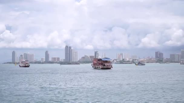 Güzel Mavi Denizin Manzarası Tekneden Manzara — Stok video