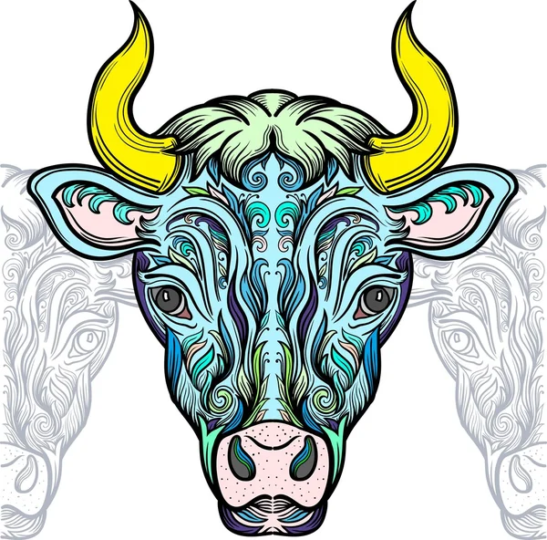 Bull Ellement Dekorativní Vzor Vektor Klipart — Stockový vektor
