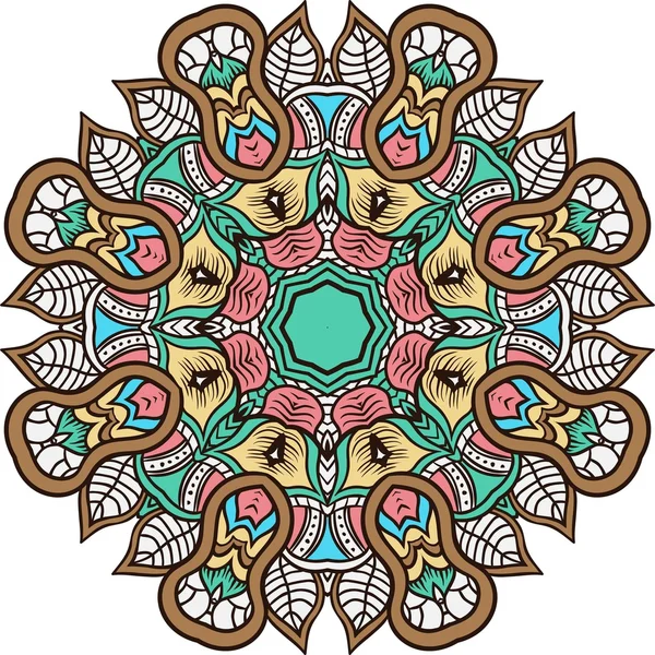 Fondo Mandala Henna Colores Naturales Doodle Zentangle Estilo Dibujo Mano — Vector de stock