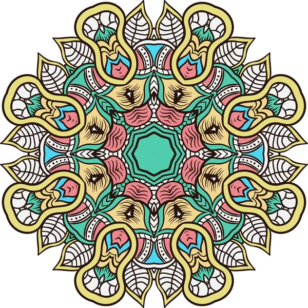 Mandala Background Henna Natural Colors Doodle Zentangle Free Handdrawing Style — Stock Vector