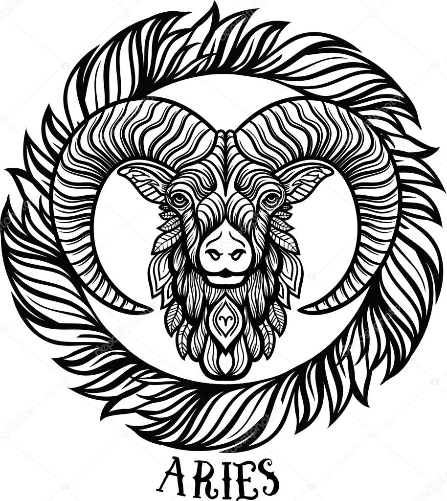 Detailed Aries in aztec filigree line art zentangle style. Tattoo, coloring page for adult. T-shirt animals design. Zodiac Aries. tribal, decorative wool pattern. Boho chic.Vector