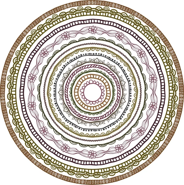Mandala Fondo Henna Colores Naturales Diseño Étnico Boho Chic Símbolo — Vector de stock