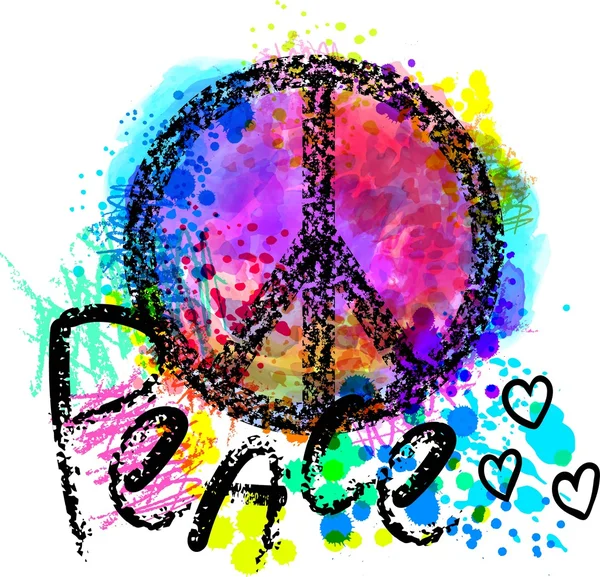 Peace Hippie Simbolo Sfondo Colorato Libertà Spiritualità Occultismo Tessile Art — Vettoriale Stock