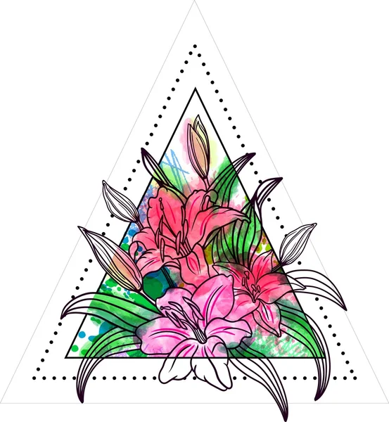 Lily flor dentro de um triângulo — Vetor de Stock