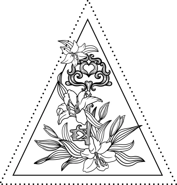 Lily bloem binnen een driehoek — Stockvector