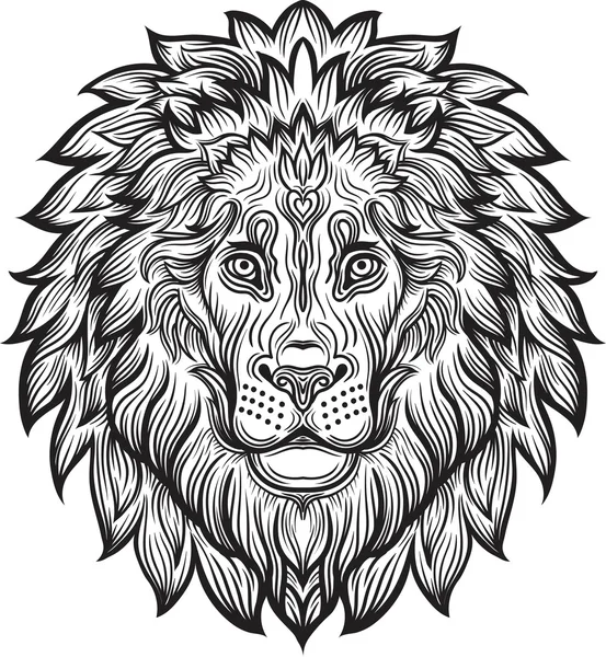 Azték stílusú részletes oroszlán — Stock Vector