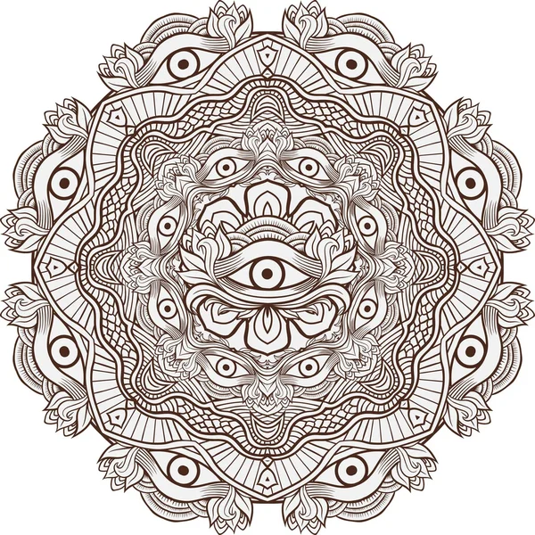 Mandala Henna Mehendi Mit Dem Auge Der Vorsehung Inneren Isolierte — Stockvektor