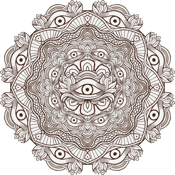 Mandala Henna Mehendi Met Het Oog Van Voorzienigheid Binnen Geïsoleerde — Stockvector