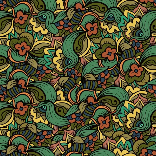 Безшовні Квітковий Візерунок Осіннього Сезону Індійська Mehendi Zentangle Стиль Бохо — стоковий вектор