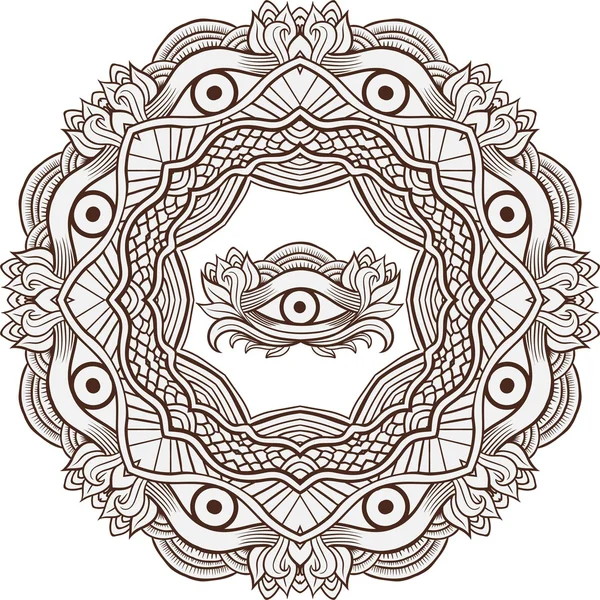 Mandala Henna Mehendi Dengan Mata Pemeliharaan Dalamnya Ilustrasi Vektor Terisolasi - Stok Vektor