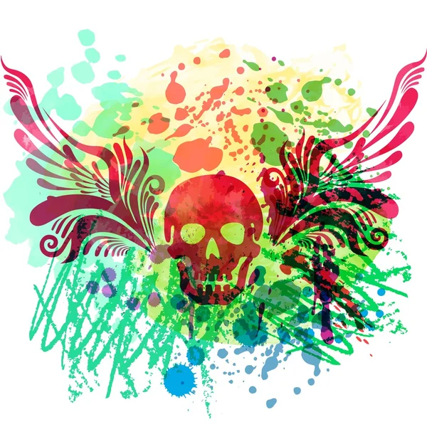 Skull with floral wings. — Stock Vector