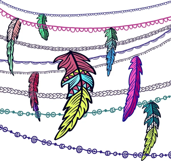 Atrapasueños adornados con plumas — Archivo Imágenes Vectoriales