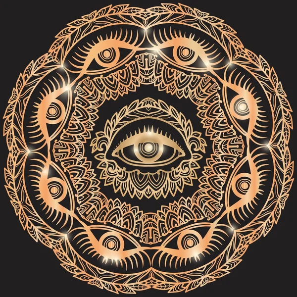 Mandala mit dem Auge der Vorsehung — Stockvektor