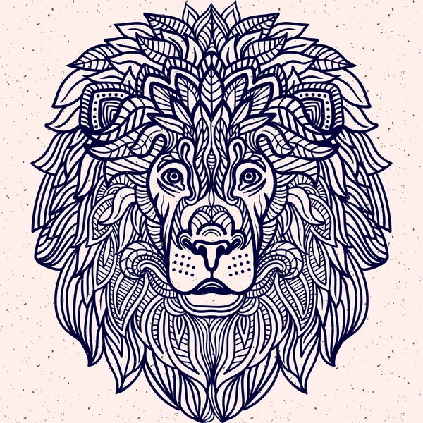 Lion détaillé dans le style aztèque — Image vectorielle