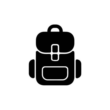 Sırt çantası simgesi. seyahat sembolü. Tatil için bir sırt çantası. Uzun bir tatil, sahil, dağ. Düz tasarım biçimi