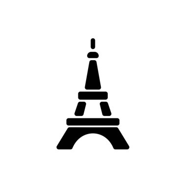 Eyfel Kulesi simgesi. Seyahat sembolü. Paris 'teki Eyfel Kulesi. Uzun bir tatil, yurt dışı, dağ. Düz tasarım biçimi