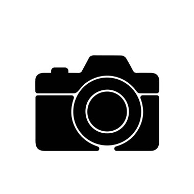 Kamera simgesi. seyahat sembolü. Kamera beyaz arkaplanda. Uzun bir tatil, sahil, dağ. Düz tasarım biçimi