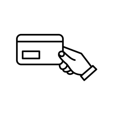 Ödeme ikonu. Kredi kartı uzatıyorum. Ekonomi, iş, basit. Tasarım biçimi.