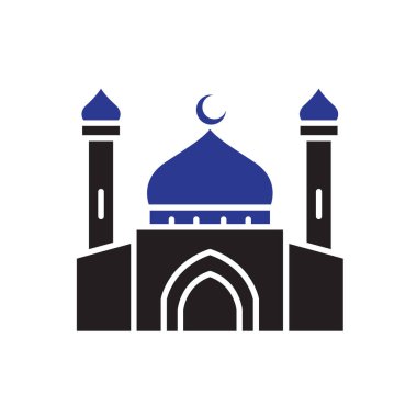 Ramazan ikonu. Cami, Müslümanlar için bir ibadethane. İslam, kutsal ay, Arapça. düz tasarım biçimi