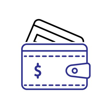 Cüzdan simgesi. Finansal olarak. İçinde ATM kartı olan cüzdan. Ekonomi, iş, muhasebe. özet tasarım biçimi.