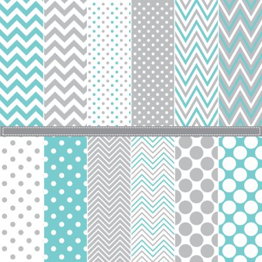 Polka Dot ve Chevron seamless modeli küme