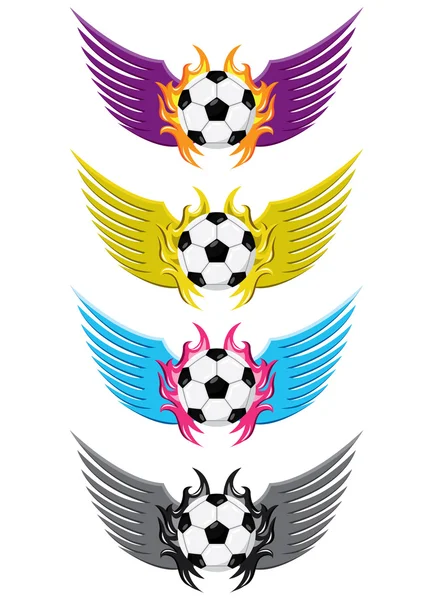 Futebol Emblemas de futebol com asas —  Vetores de Stock